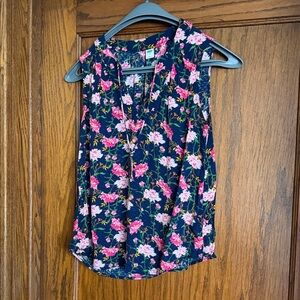Old Navy Floral Sleeveless Blouse - Navy and Pink